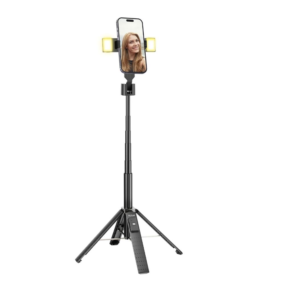 Aluminium Högkvalitativ Selfie Stativ med dubbelt LED-ljus