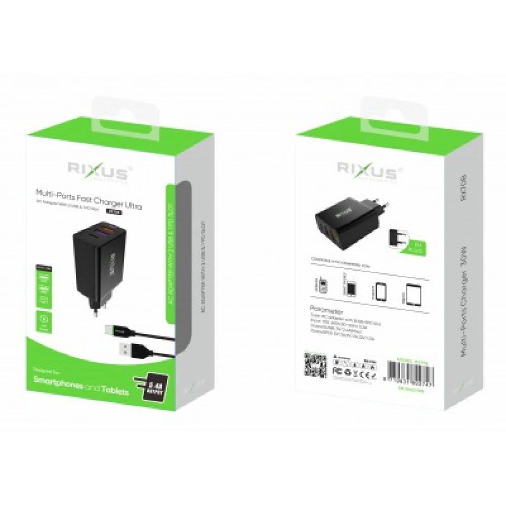 5.4A AC-adapter med 2 USB-portar & PD-kortplatser