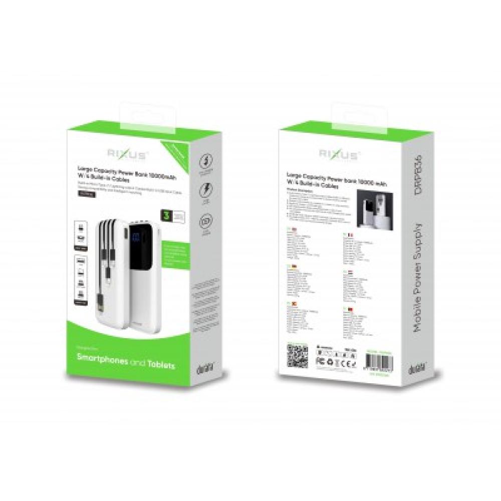 Power Bank 10000 mAh med 4 inbyggda kablar