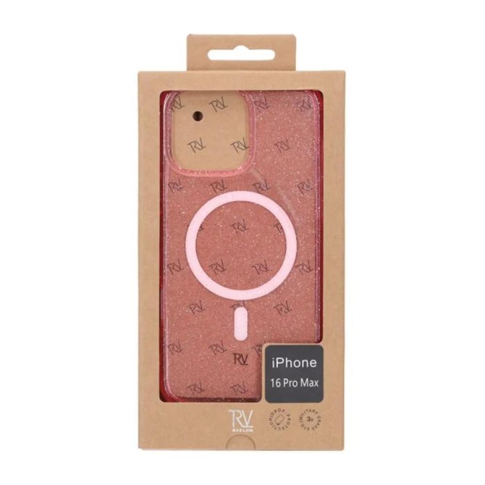 iPhone 16 Pro Max Rvelon Mobilskal TPU med Magsafe + Pink Glitter