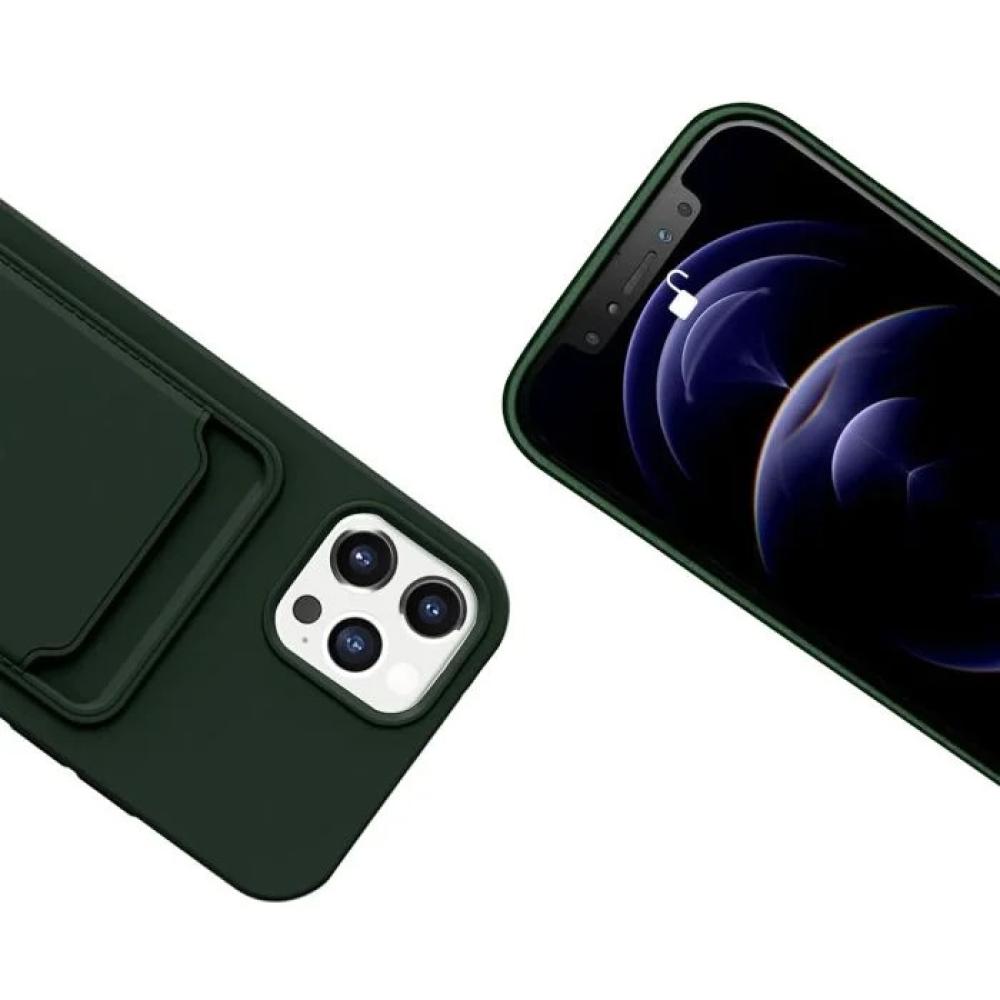 Silicone Case with Card Holder iPhone 12/12 Pro - Military green