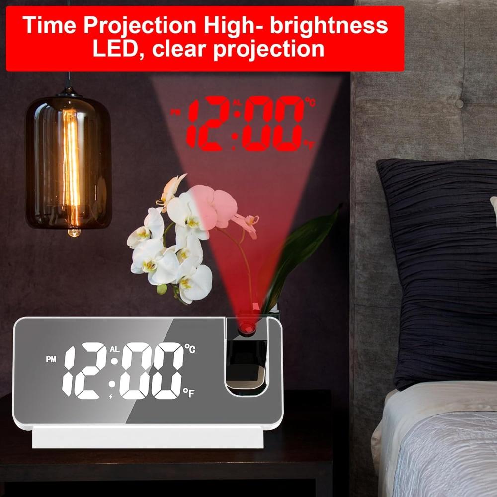 Smart Digital Projection Clock Justerbar Mute Automatisk Desktop